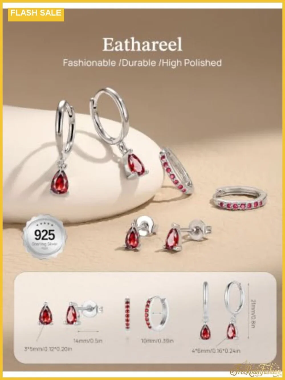 3 Pairs 925 Sterling Silver Huggie Hoop Earrings CZ Stud Drop Set